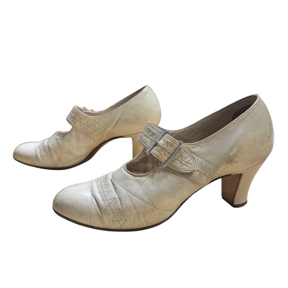 Vintage Dickerson Arch-Relief Leather Heels Bon Marche Seattle White Pumps 7.5